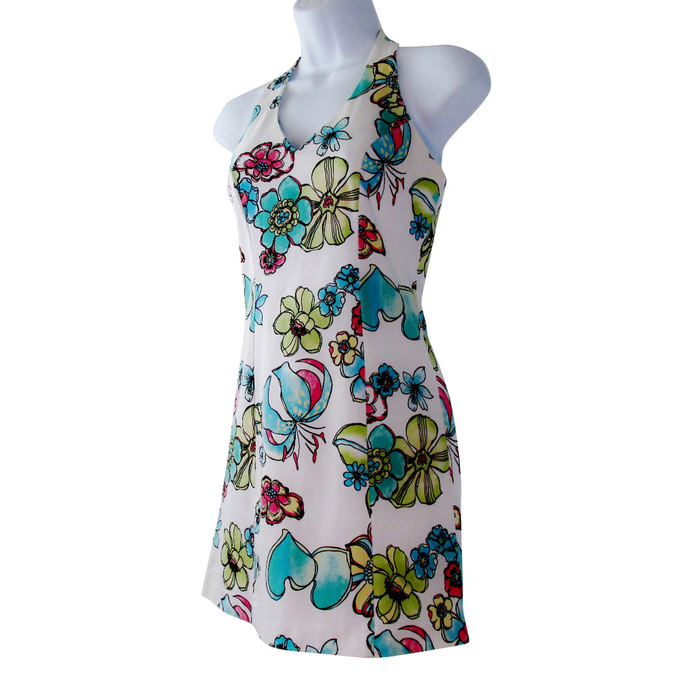Vintage Wetseal Retro Mod Floral Halter Dress